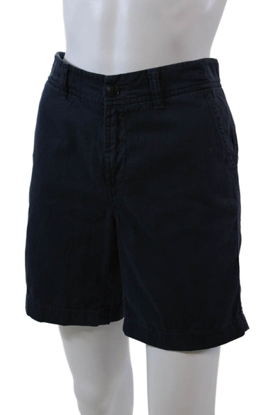 J Crew Womens Cotton 4 Pocket Button Closure Mid-Rise Chino Shorts Navy Size 4