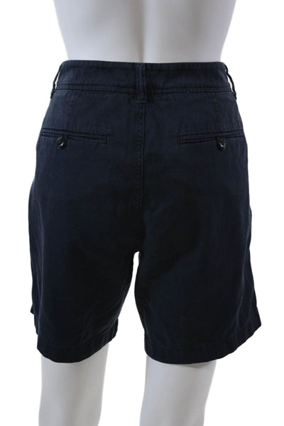 J Crew Womens Cotton 4 Pocket Button Closure Mid-Rise Chino Shorts Navy Size 4