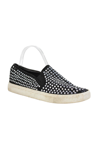Steve Madden Womens Studded Round Toe Slip On Low Top Sneakers Black Size 8.5