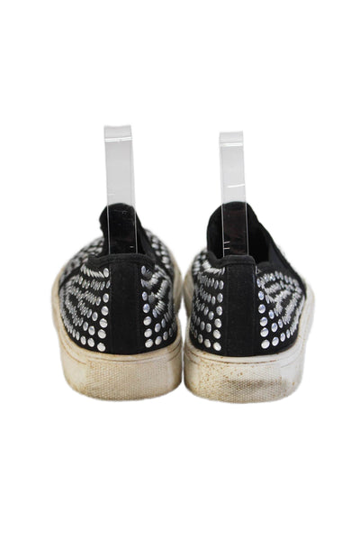 Steve Madden Womens Studded Round Toe Slip On Low Top Sneakers Black Size 8.5