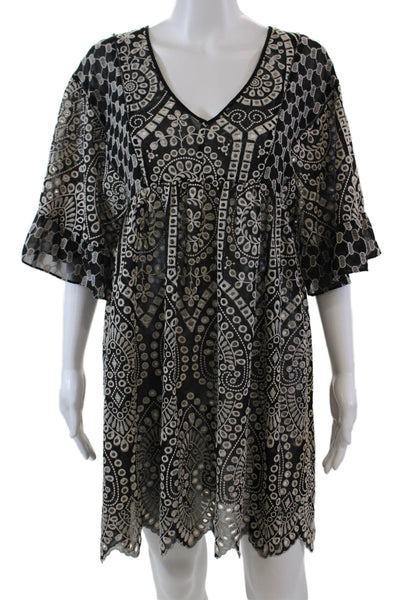 Akemi Kin Womens Sheer Floral Embroidered Print Empire Waist Dress Black Size 0
