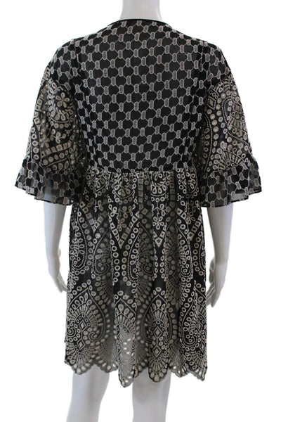 Akemi Kin Womens Sheer Floral Embroidered Print Empire Waist Dress Black Size 0