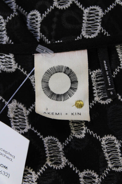 Akemi Kin Womens Sheer Floral Embroidered Print Empire Waist Dress Black Size 0