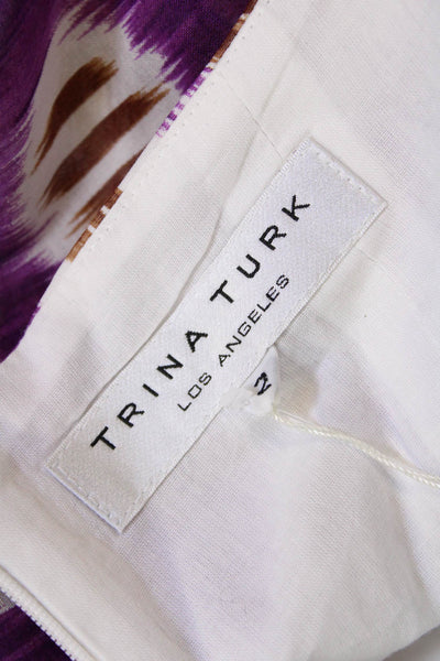 Trina Turk Womens Cotton Abstract Printed Halter A-Line Dress Multicolor Size 2