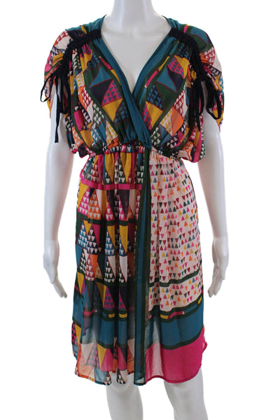 Maeve Anthropologie Womens Geometric Printed Mini Dress Multicolor Size 2
