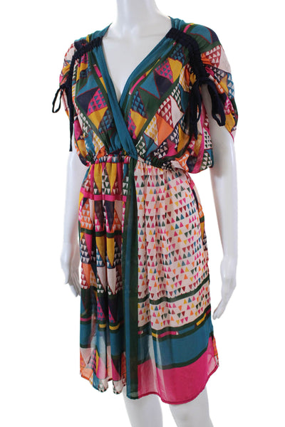 Maeve Anthropologie Womens Geometric Printed Mini Dress Multicolor Size 2