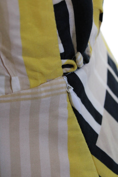 Maeve Anthropologie Womens Silk Blend Striped Pleated A-Line Dress Yellow Size 4