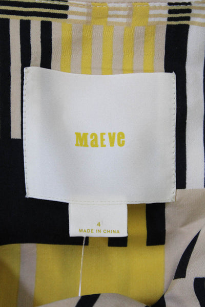 Maeve Anthropologie Womens Silk Blend Striped Pleated A-Line Dress Yellow Size 4