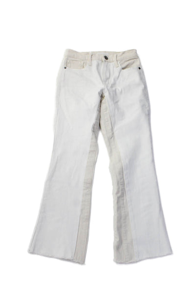 Frame Womens Cotton Distressed Raw Hem Flared Color Block Jeans White Size 24