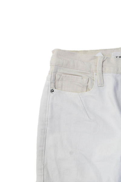 Frame Womens Cotton Distressed Raw Hem Flared Color Block Jeans White Size 24