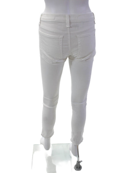 Rag & Bone Jean Womens Cotton Low Rise Distressed Skinny Jeans White Size 24