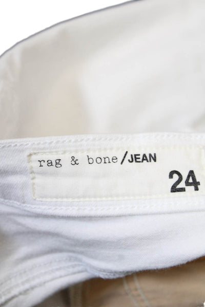 Rag & Bone Jean Womens Cotton Low Rise Distressed Skinny Jeans White Size 24