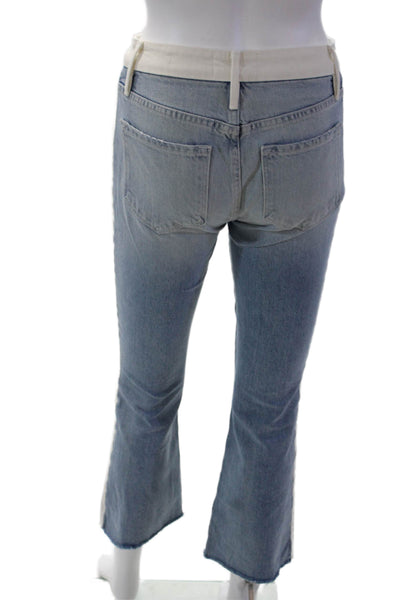 Frame Womens Cotton Colorblocked Raw Hem Detail Flared Jeans Blue Size 24