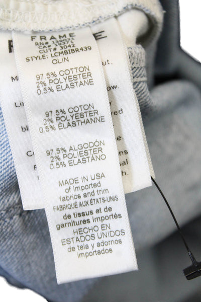 Frame Womens Cotton Colorblocked Raw Hem Detail Flared Jeans Blue Size 24
