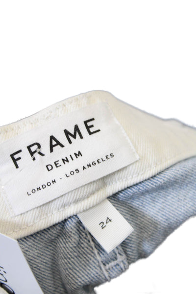 Frame Womens Cotton Colorblocked Raw Hem Detail Flared Jeans Blue Size 24