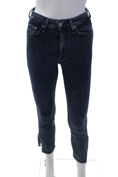 Rag & Bone Womens Mid Rise Ankle Slit Detail Skinny Leg Jeans Blue Size 24