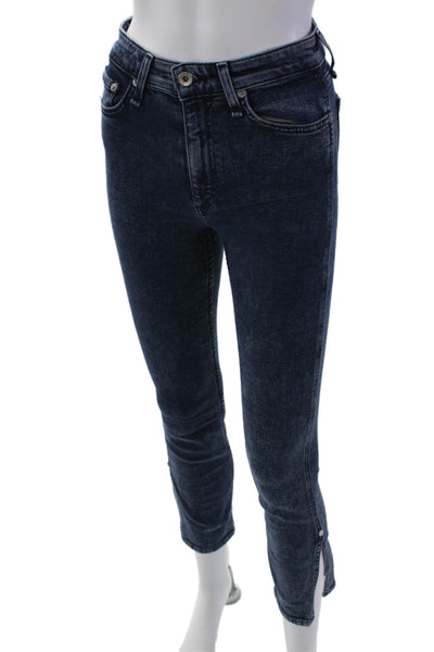 Rag & Bone Womens Mid Rise Ankle Slit Detail Skinny Leg Jeans Blue Size 24