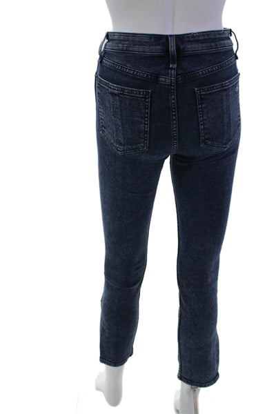 Rag & Bone Womens Mid Rise Ankle Slit Detail Skinny Leg Jeans Blue Size 24