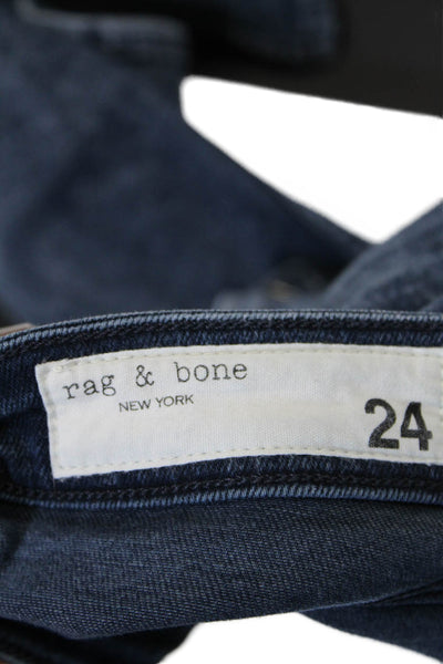 Rag & Bone Womens Mid Rise Ankle Slit Detail Skinny Leg Jeans Blue Size 24