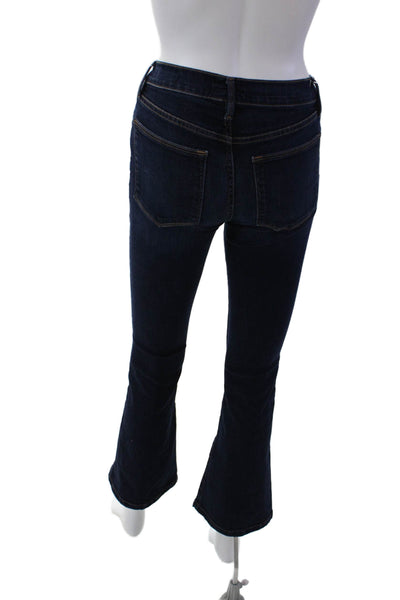 Frame Womens Cotton Le High Flared Leg Low Rise Jeans Dark Blue Size 24