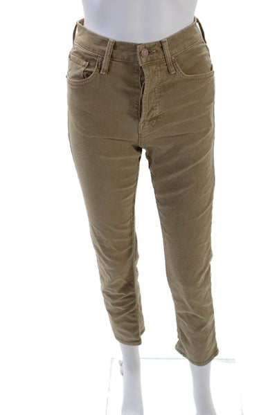 Mother Women's Midrise Five Pocket Straight Leg Jean Pants Beige Size 25