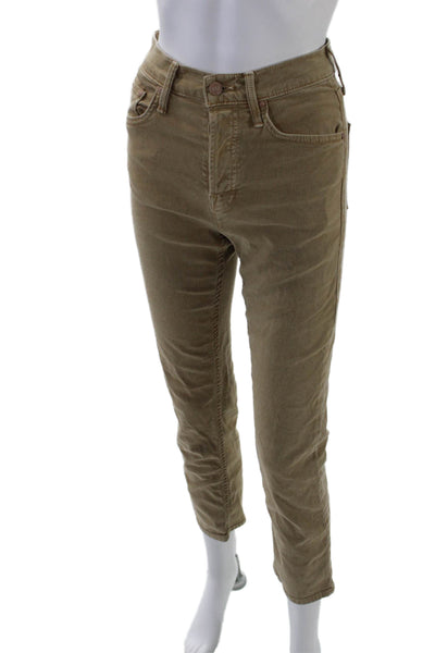 Mother Women's Midrise Five Pocket Straight Leg Jean Pants Beige Size 25