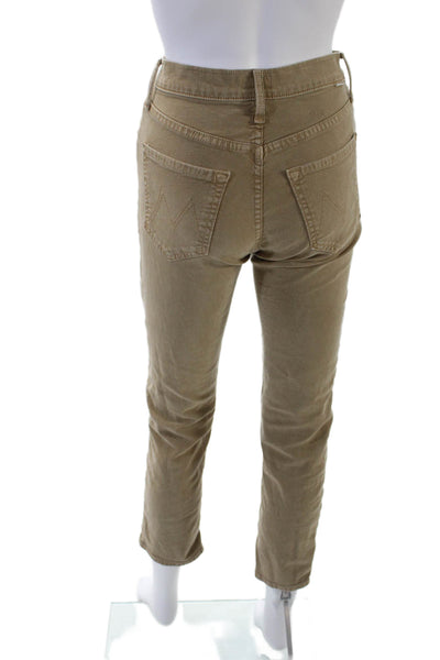 Mother Women's Midrise Five Pocket Straight Leg Jean Pants Beige Size 25