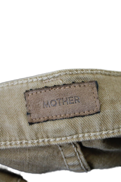 Mother Women's Midrise Five Pocket Straight Leg Jean Pants Beige Size 25