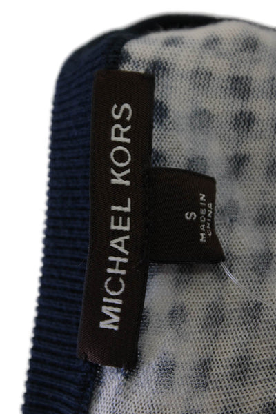 Michael Kors Mens Cotton Long Sleeve Ombre Plaid Knit Sweater Blue size S