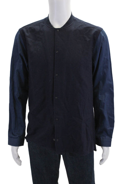 Basco Mens Long Sleeve Colorblock Snap Closure Jacket Blue Size M