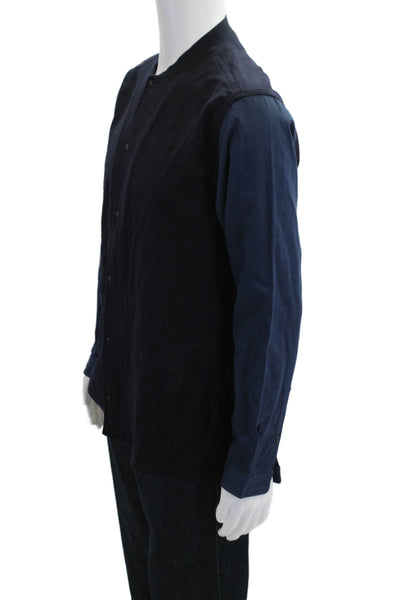 Basco Mens Long Sleeve Colorblock Snap Closure Jacket Blue Size M