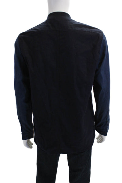 Basco Mens Long Sleeve Colorblock Snap Closure Jacket Blue Size M