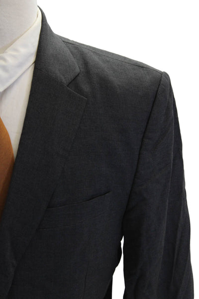 BLK DNM Mens Wool Notch Collar Two Button Long Sleeve Blazer Charcoal Size 54