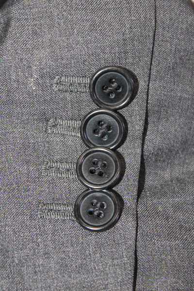 BLK DNM Mens Wool Notch Collar Two Button Long Sleeve Blazer Charcoal Size 54