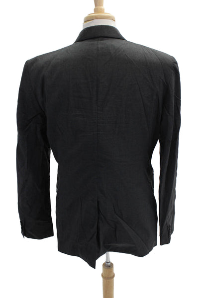 BLK DNM Mens Wool Notch Collar Two Button Long Sleeve Blazer Charcoal Size 54