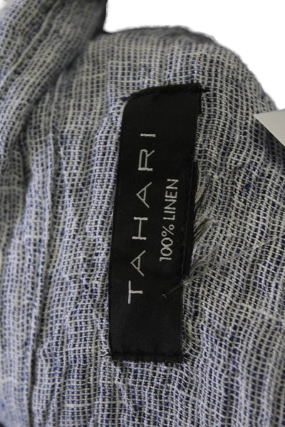 Tahari Womens Button Front Long Sleeve Collared Linen Shirt Blue Size Medium