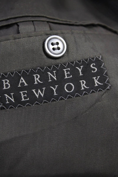 Barneys New York Mens Plaid Notch Collar Button Up Suit Jacket Gray Size 42