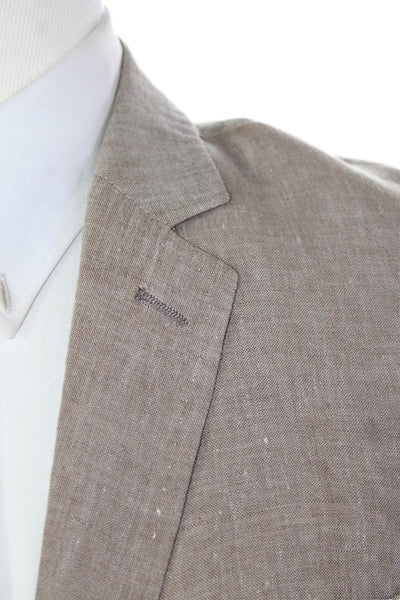 Paul Smith Mens Linen One Button Lined Long Sleeve Blazer Light Brown Size 52