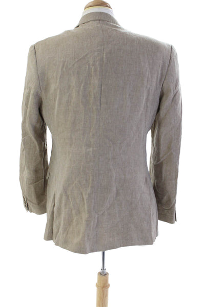 Paul Smith Mens Linen One Button Lined Long Sleeve Blazer Light Brown Size 52