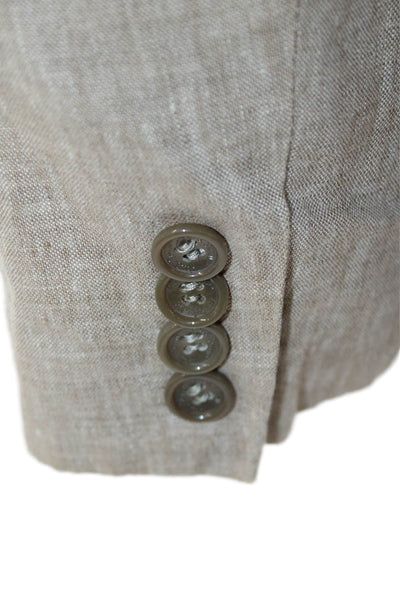 Paul Smith Mens Linen One Button Lined Long Sleeve Blazer Light Brown Size 52