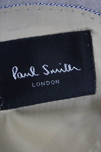 Paul Smith Mens Linen One Button Lined Long Sleeve Blazer Light Brown Size 52