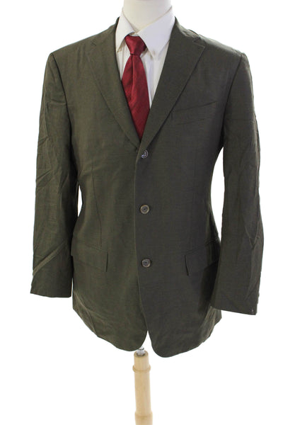 Jil Sander Mens Wool Three Button Long Sleeve Lined Blazer Dark Brown Size 50R