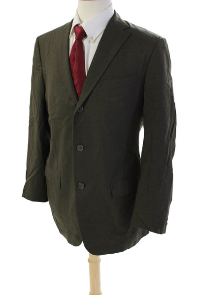 Jil Sander Mens Wool Three Button Long Sleeve Lined Blazer Dark Brown Size 50R