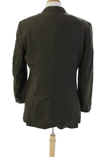 Jil Sander Mens Wool Three Button Long Sleeve Lined Blazer Dark Brown Size 50R