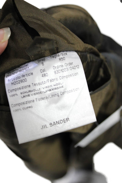 Jil Sander Mens Wool Three Button Long Sleeve Lined Blazer Dark Brown Size 50R