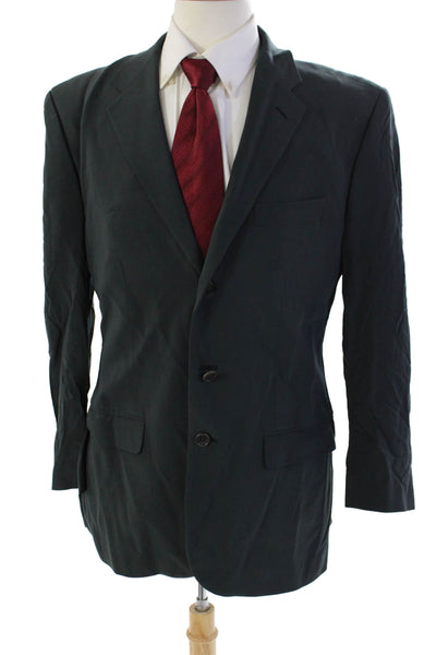 Helmut Lang Mens Wool Three Button Notch Collar Lined Blazer Dark Green Size 52