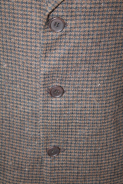 Mani Mens Wool Houndstooth Notch Collar Button Up Suit Jacket Brown Size 40R