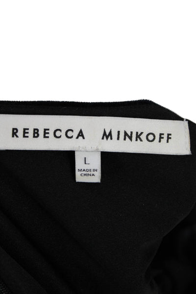 Rebecca Minkoff Womens Jeweled Halter Neck Long Sleeve Blouse Black Size L