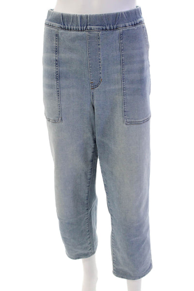 Madewell Womens Cotton Stretch High-Waisted Tapered Denim Pants Blue Size M