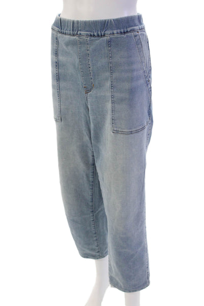 Madewell Womens Cotton Stretch High-Waisted Tapered Denim Pants Blue Size M
